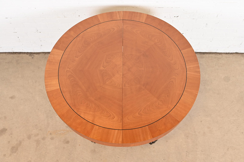 Baker Furniture Neoclassical Cherry Wood and Parcel Ebonized Dining Table gallery