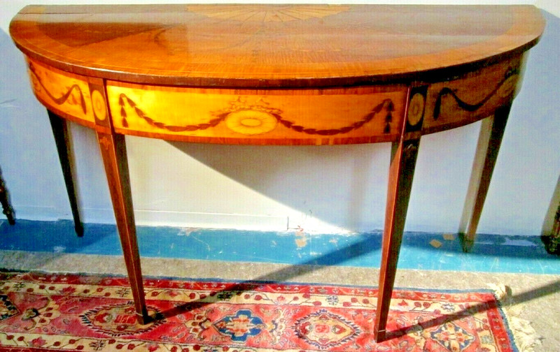ANTIQUE ENGLISH NEOCLASSICAL STYLE GEORGE III INLAID SATINWOOD CONSOLE TABLE gallery