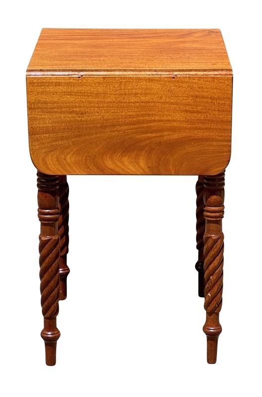Antique Mahogany 3 Drawer Worktable / Nightstand with Rope Carved Legs gallery