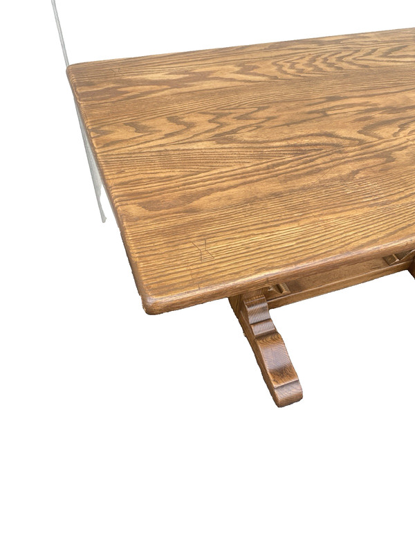66523 Solid Oak Double Pedestal Trestle Dining Table gallery