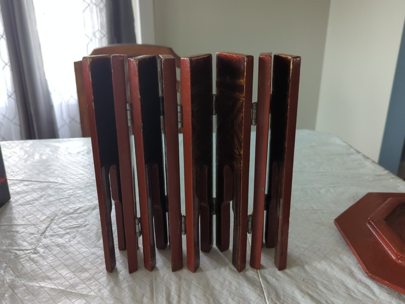 Vintage Handmade Mandalay, Myanmar, Folding Side Table, 12" gallery