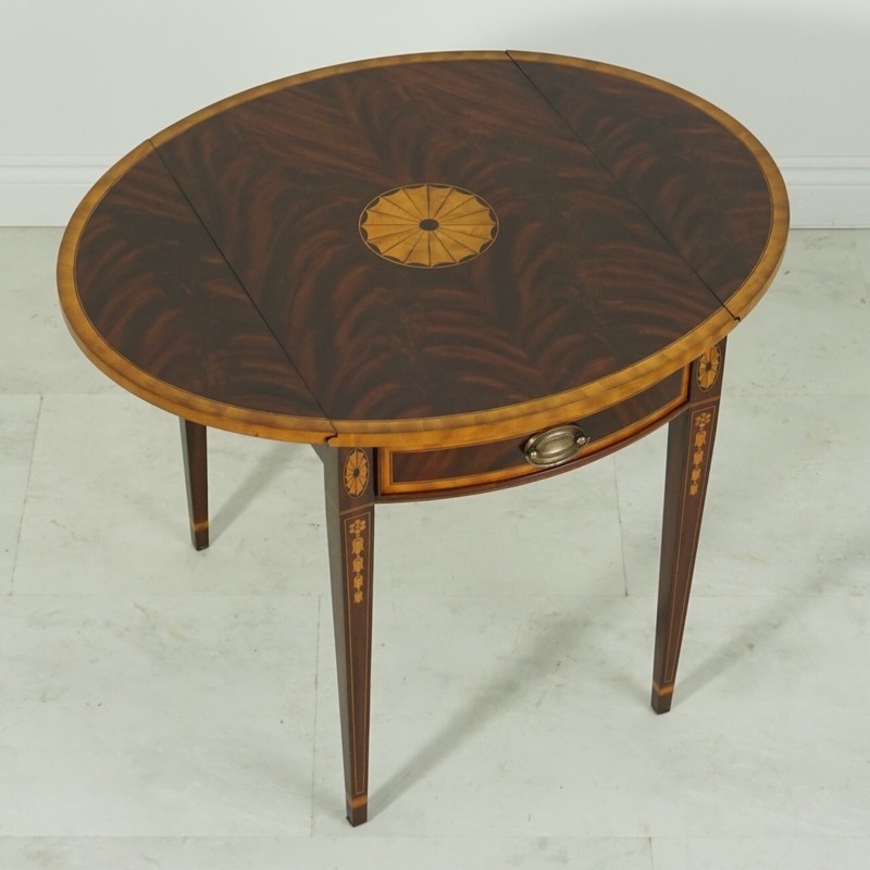 Hepplewhite Mahogany drop leaf side accent Table with Inlay Hand Made gallery