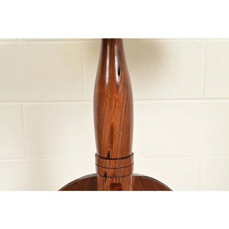 Early American Bench Made Sculpted Solid Walnut Pedestal Tea Table or Side Table gallery