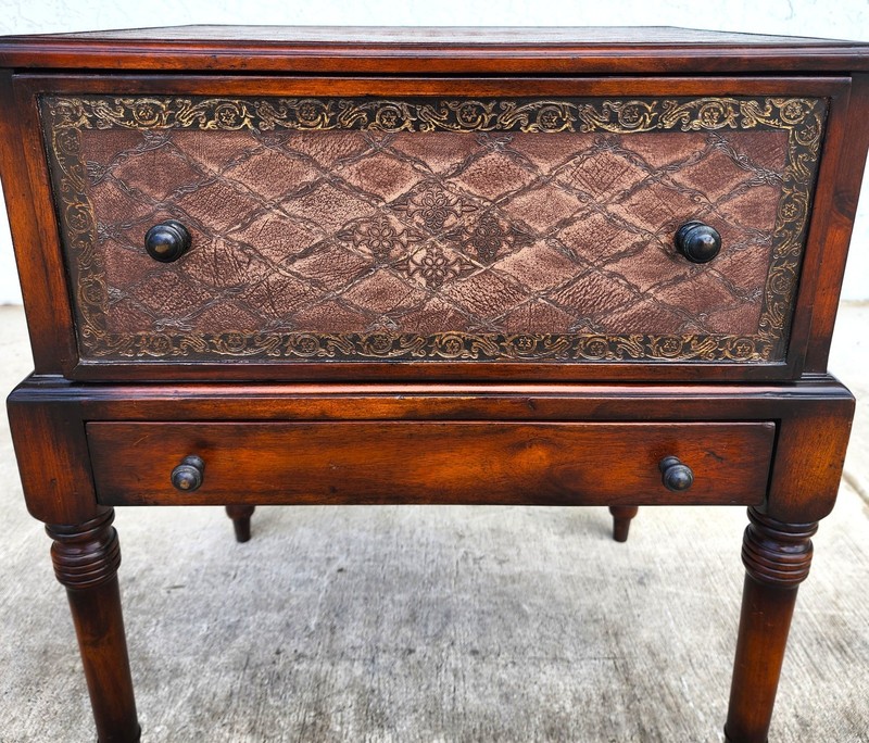 Theodore Alexander Leather Wrapped Side Accent Table gallery