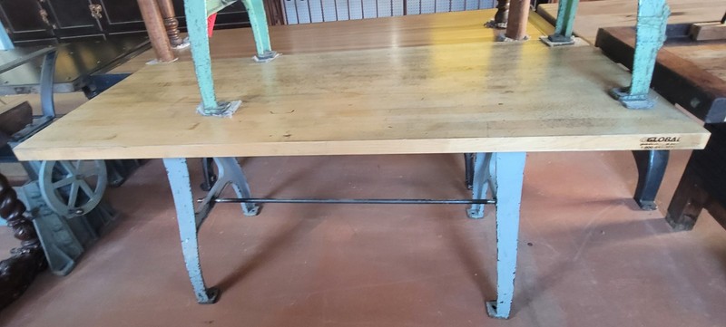 Custom Butcher Block Table Top w/ Industrial Cast Iron Legs 72" x 30" GS00837 gallery