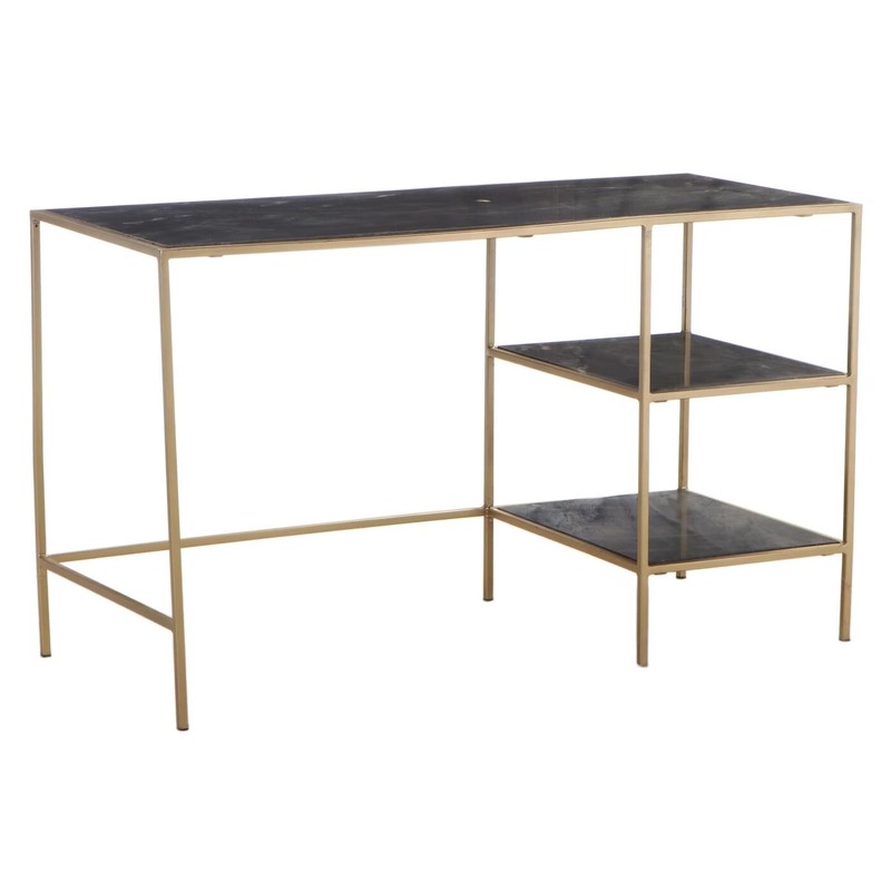 Special Custom Gold Modernist Gilt Metal French Marble Black writing desk