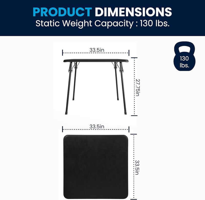 Mesa plegable multiusos cuadrada de 3,5" con superficie de vinilo acolchada NEW gallery