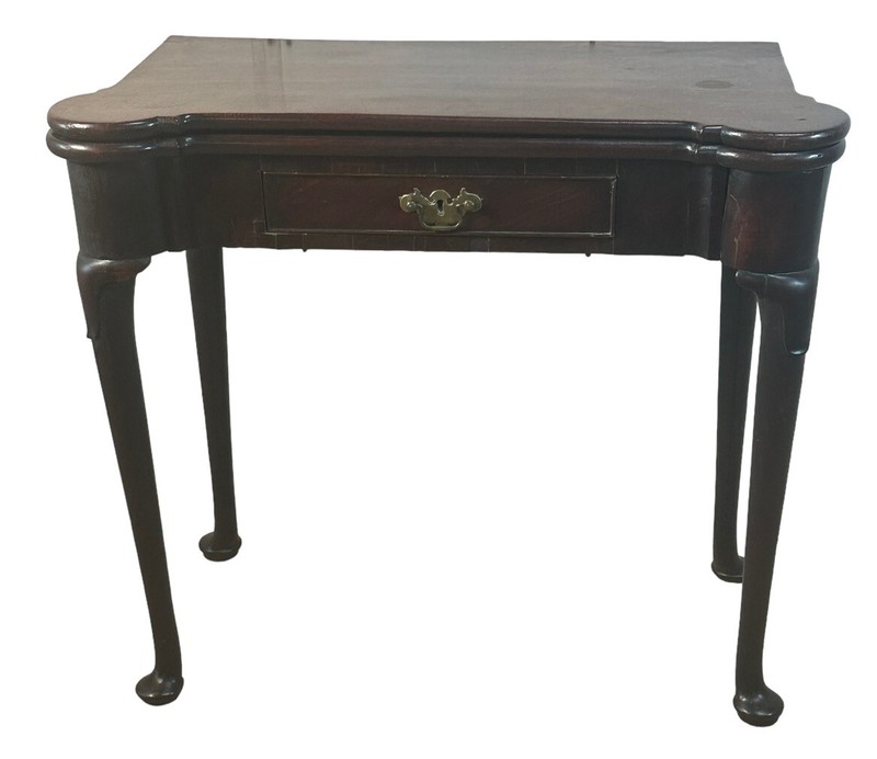 antique mahogany Queen Anne table card game console 1760 Georgian