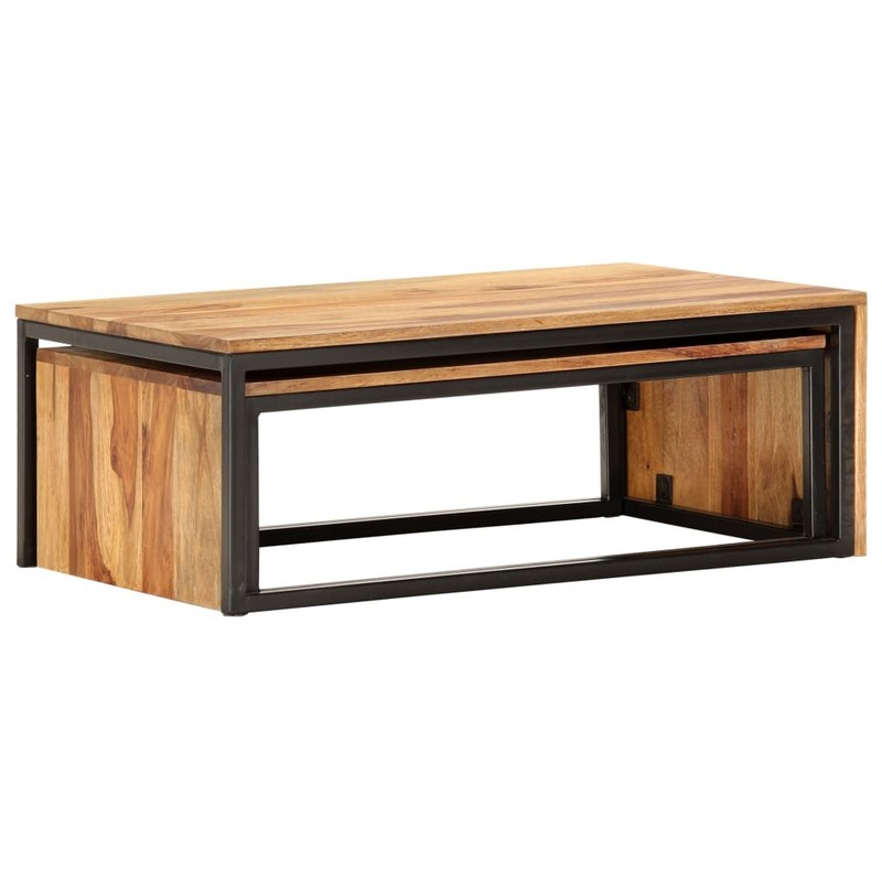 Nesting Tables 2 Pcs Coffee Table Side End Table Solid Wood Acacia vidaXL