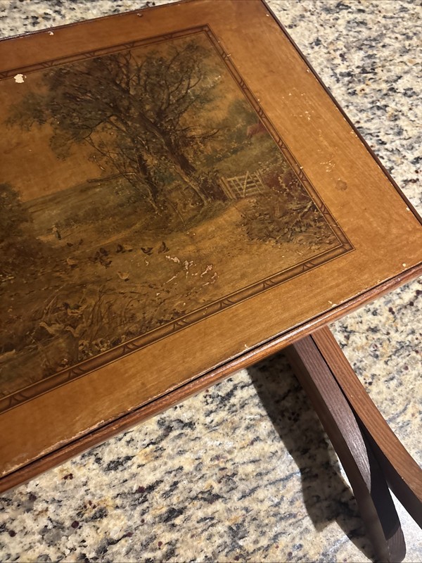 Vintage Wooden Folding Card Table Country Lane Stamp gallery