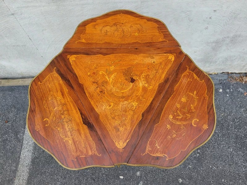 19th Century Louis XV Style Side Table with Rosewood Marquetry – French Antique