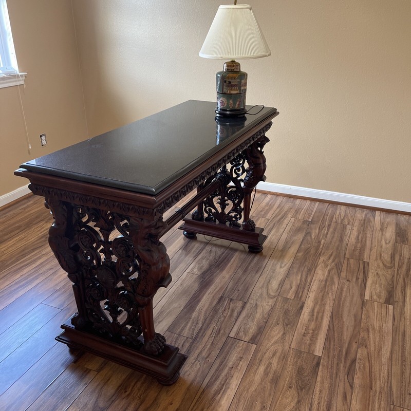 Hand-carved solid mahogany antique Toscano Desk/Table gallery