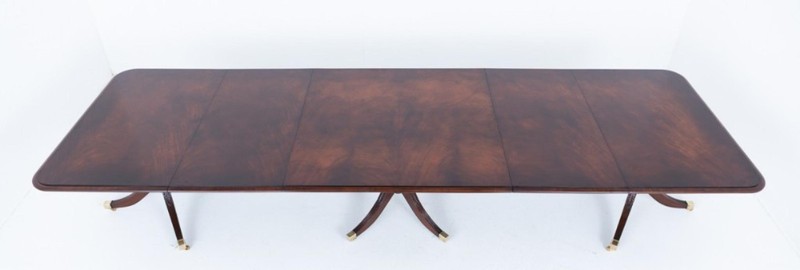 Regency Dining Table Pedestal Extending 20 Seater Mahogany gallery