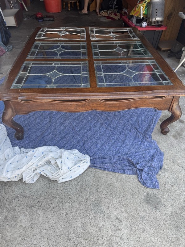 Antique Leaded Glass Coffee Table gallery