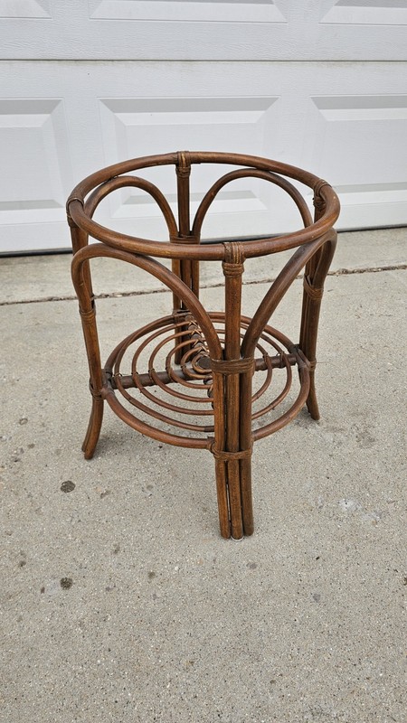Vintage MCM Bamboo Table Wicker gallery