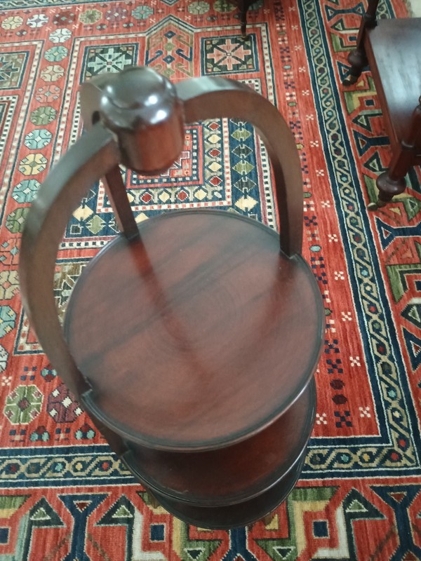 Antique English Mahogany 3 Tier Muffin Or Cake Stand gallery