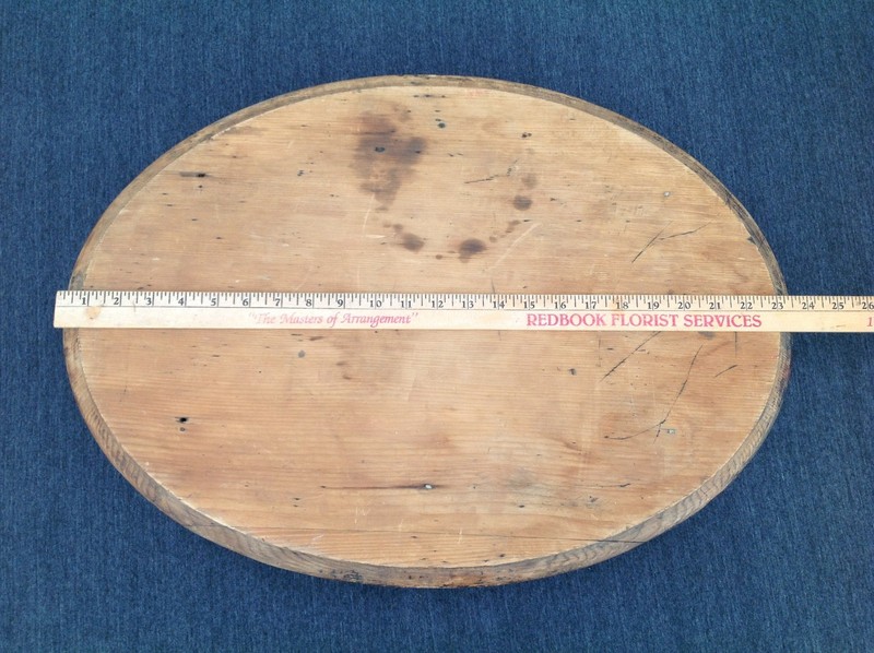 Vintage Small Wooden Oval Tabletop with Drawer gallery