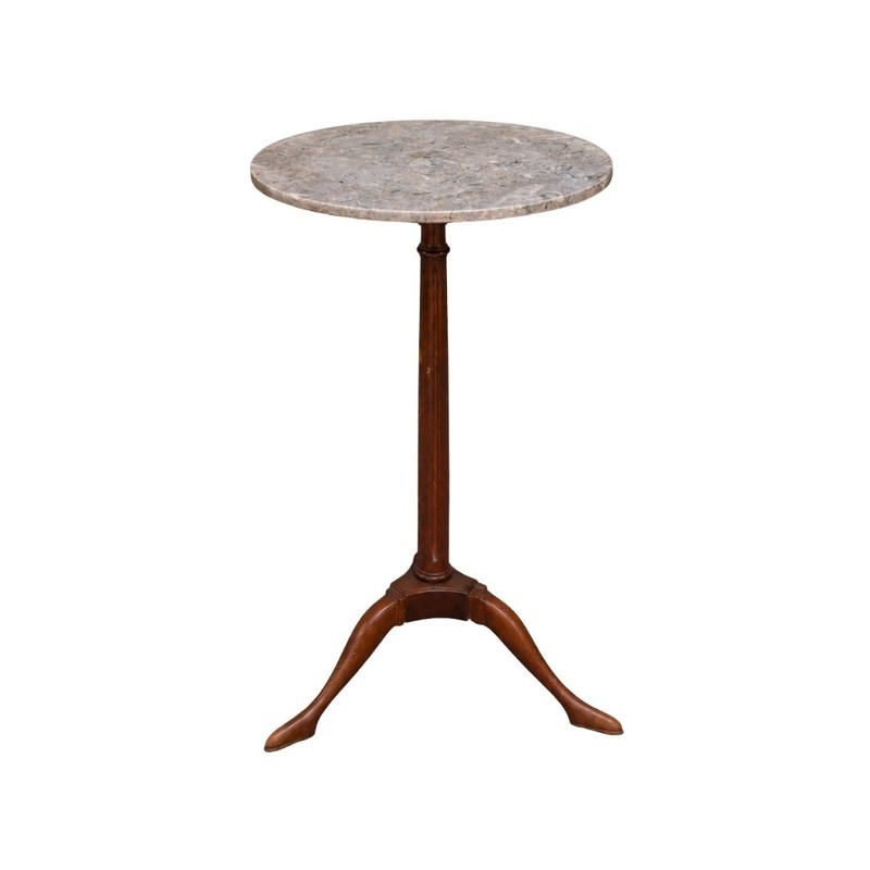 19th Century English Mahogany Base and Marble Top Tripod Table