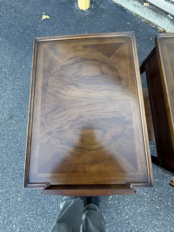 John Widdicomb One Drawer Walnut Inlaid End Tables/ Nightstands gallery
