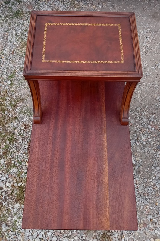 Mid Century Leather Top Step End Table (1 Table) (SET72) gallery