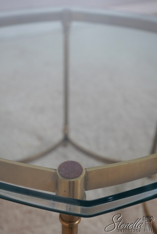 68604: LABARGE Glass Top Brass Base Lamp Table w. Hoof Feet gallery