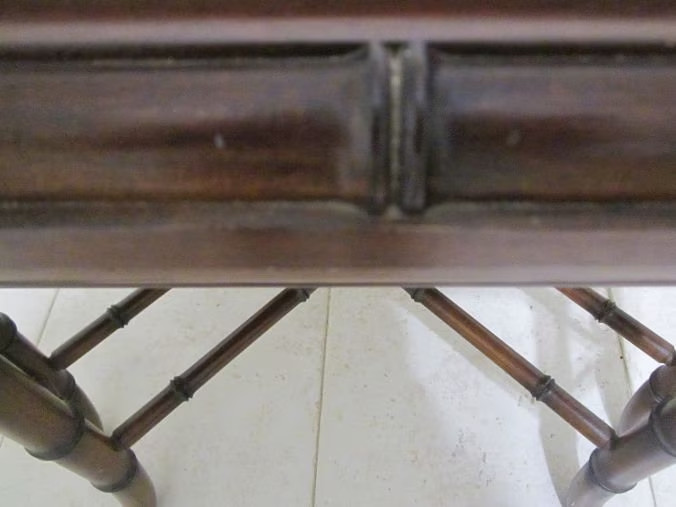 Hollywood Regency Faux Bamboo Chinoiserie Chippendale Style Coffee Table Wood gallery