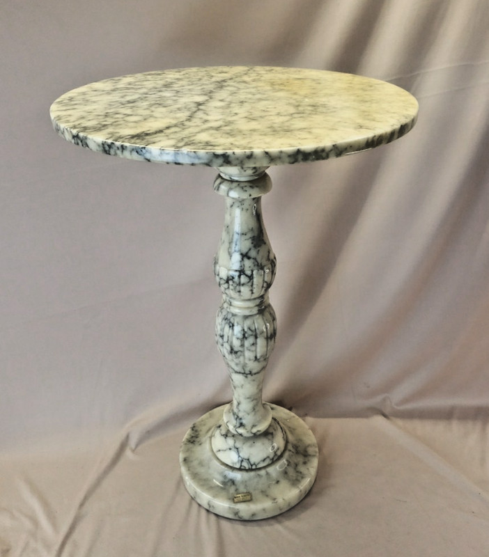 Made in Italy Marble Alabaster Top, Column and Pedestal Table Plant Stand