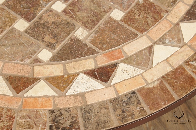 Tuscan Style Mosaic Stone & Wrought Iron Round Dining Table gallery