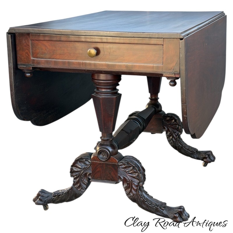 Antique Classical Paw ft empire breakfast dining table NY 1820 Mahogany Phyfe gallery