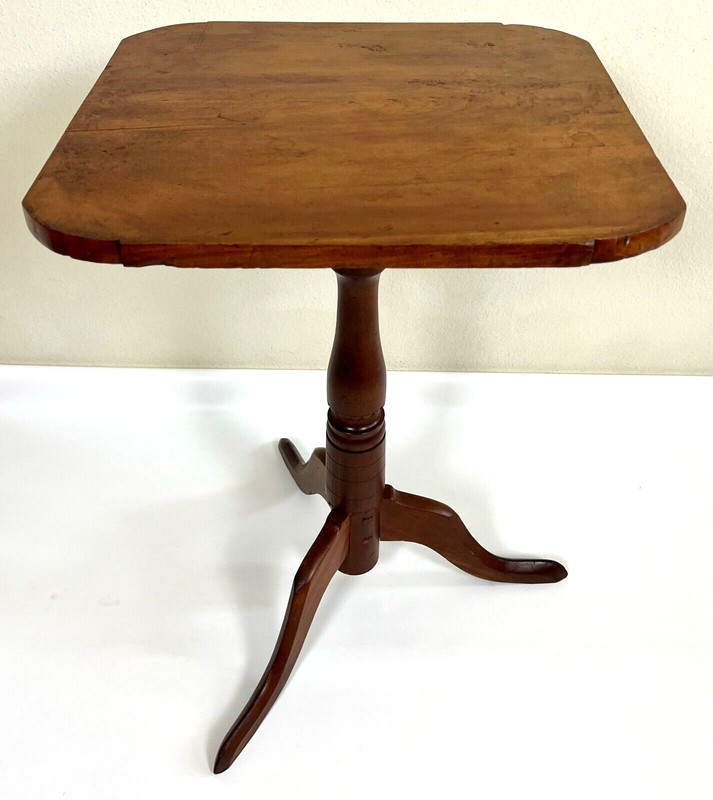 Antique Queen Anne Cherry Candle Stand Pedestal Table