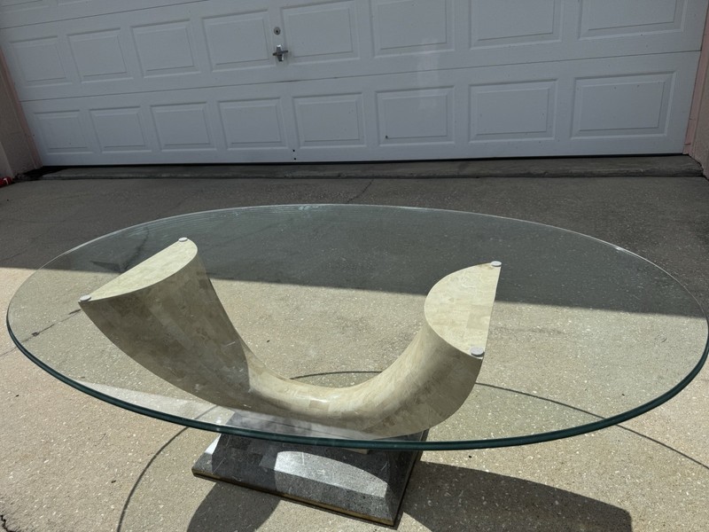 Maitland Smith Tessellated Stone Marble Accent/Console Table. Art Deco MCM gallery