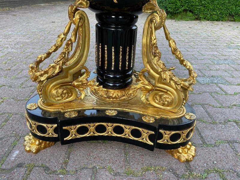 Table French Louis XVI Bronze Porcelain Center Vintage 1960s Royal gallery