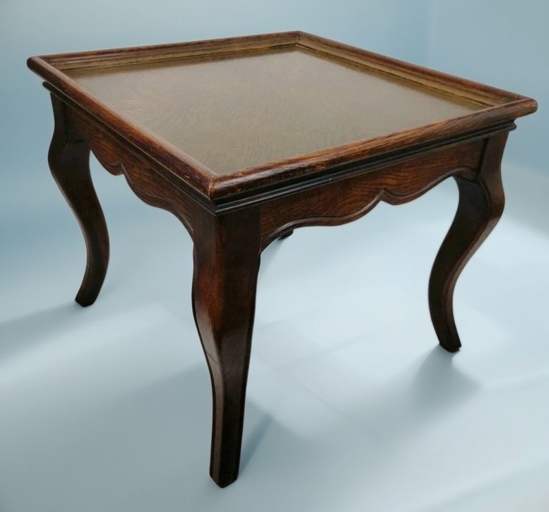 French Provencial Wood Low Square Side/Tea/Plant Table Cabriole Legs Burl Oak
