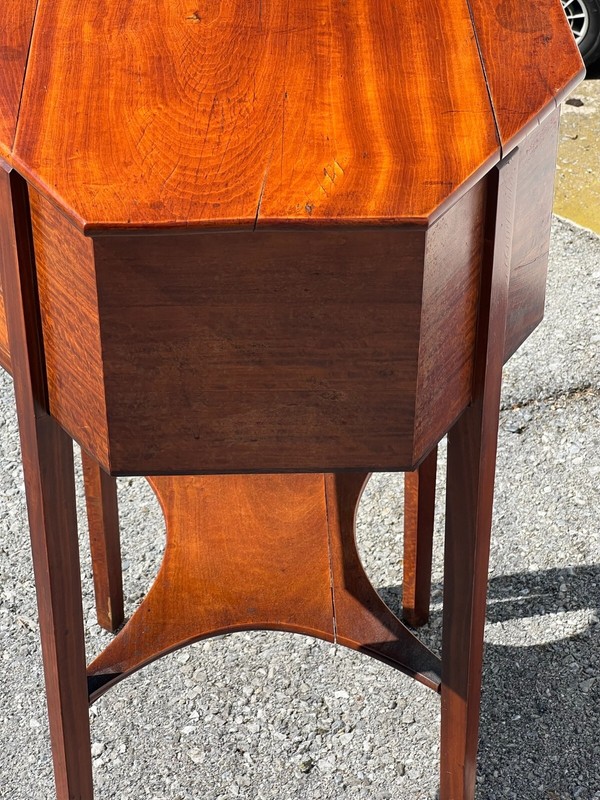 Antique Burl Wood Satinwood Work Table Lift Lid Sewing Stand 1810 gallery