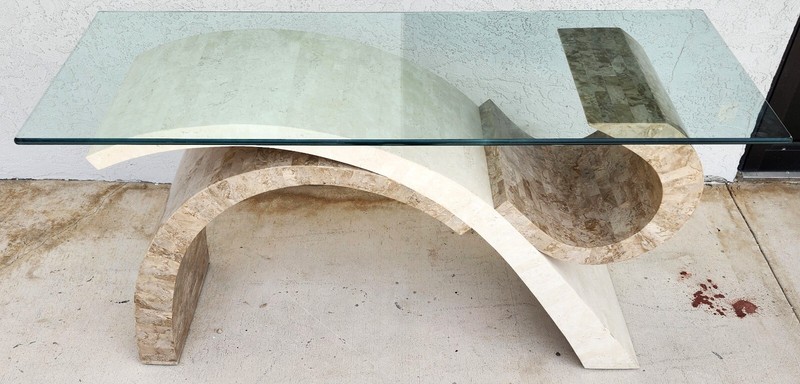 Maitland Smith Sculptural Console Table & Mirror Tessellated Stone Post Modern gallery
