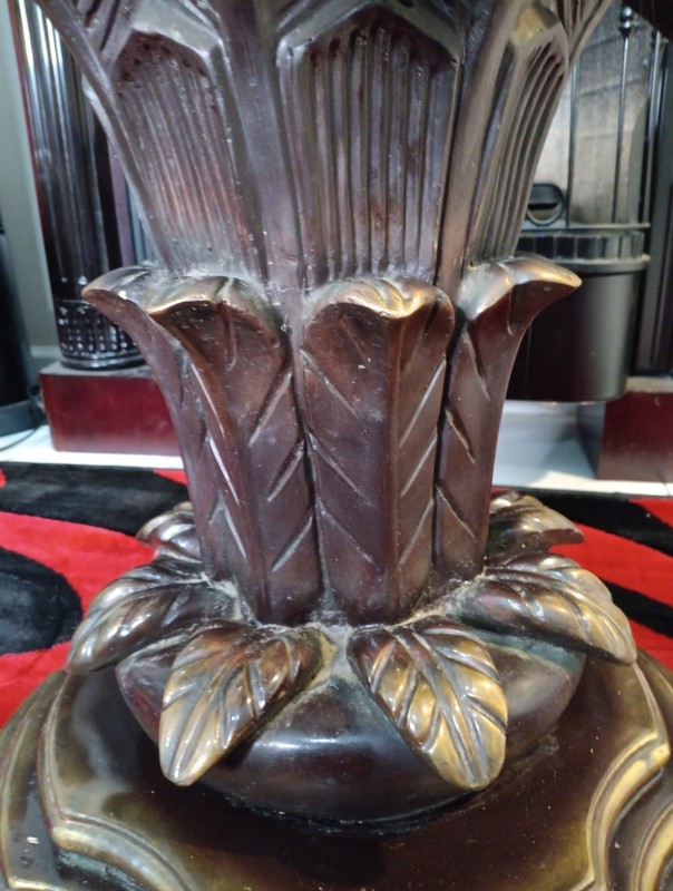 Vintage Handcrafted Bronze Palm Leaf Table Base 20"x23" Bronze-Coated Wood gallery