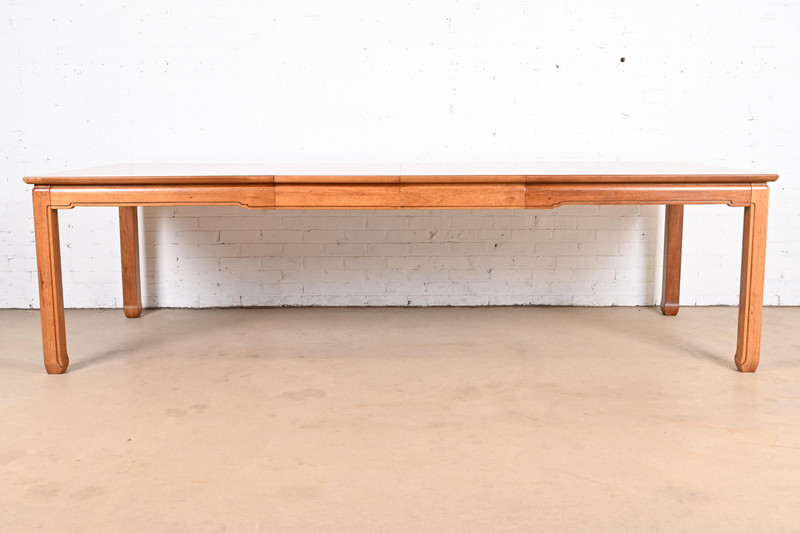 Henredon Mid-Century Burl Wood Extension Dining Table, Newly Refinished gallery