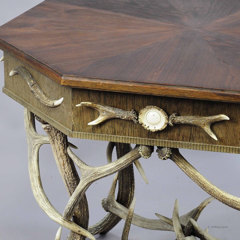 Antique Black Forest Rustic Antler Table ca. 1900 gallery