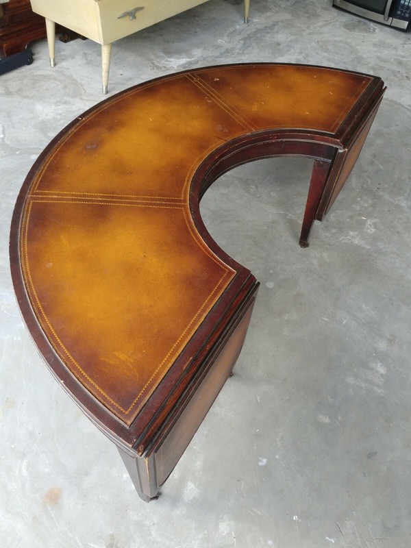 Antique Stickley Grand Rapids Leather Top Drop Leaf Coffee Table gallery