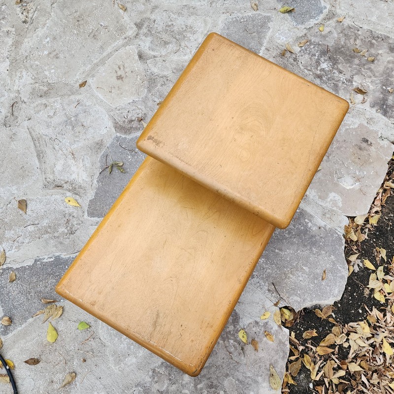 MCM HEYWOOD WAKEFIELD Two Step Tier End Table Curved Legs gallery
