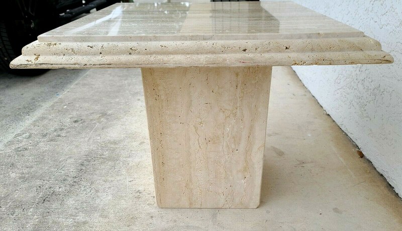 Midcentury Italian Travertine Side End Table by Stone International gallery