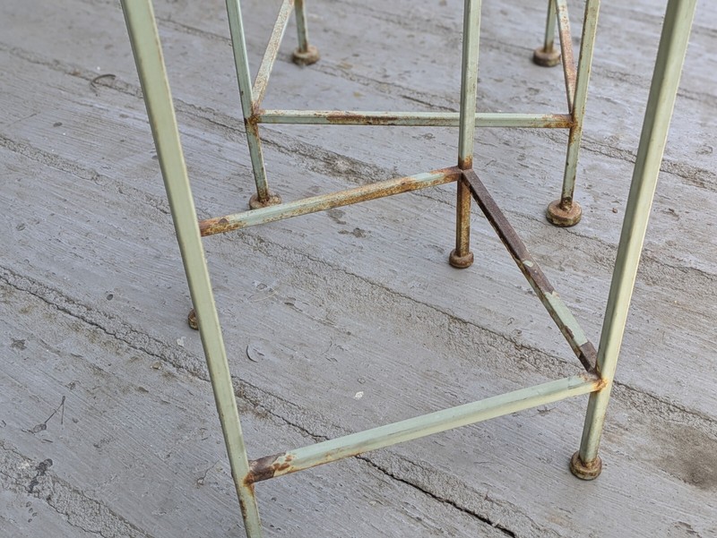 Vintage Distressed Metal End Side Tables two floral flower design teal plant sta gallery