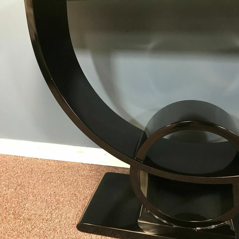 Jay Spectre Post Modern Lacquer and Gold Leaf Eclipse Console gallery