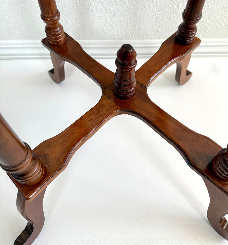Large American French Country Mahogany Marble Top Pedestal Stand Table 29" gallery
