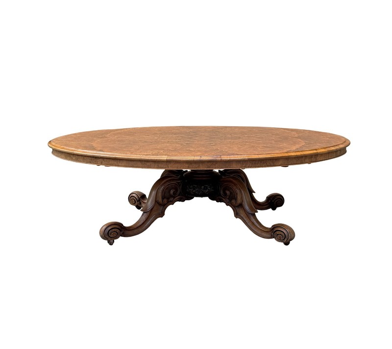 Vintage Estate Burl Walnut Wood Large Oval Low Coffee Table GB648