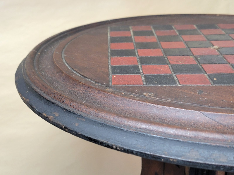 Victorian Game Table Antique c1880s Small Checker Board Chess Eastlake Carved gallery