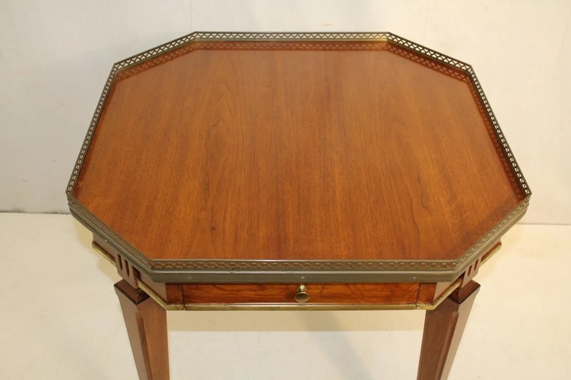 Great Directoire Walnut Octagonal Top End Side Table, One Drawer gallery