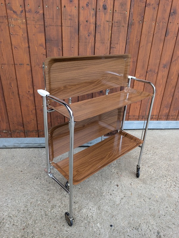 Dinett Side Table Tea Cart Dining Table Walnut Bar Chrome 70s 22 gallery