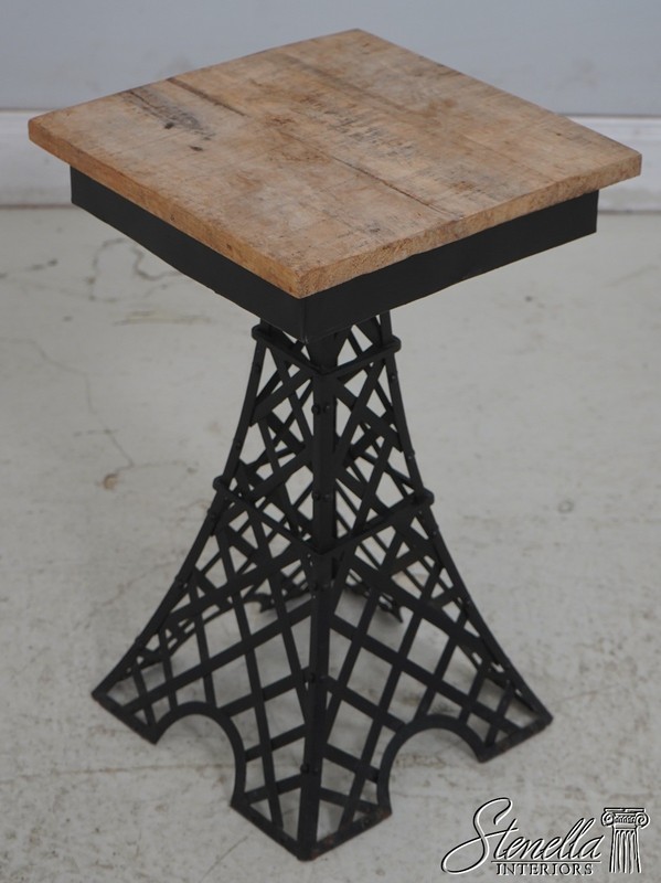 69401: Pair Metal Base Wood Top Eiffel Tower End Tables gallery