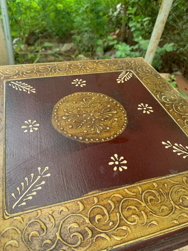 Indian Crafted Wooden Bajot Handmade Chowki Traditional Pooja Stool Home Decor gallery